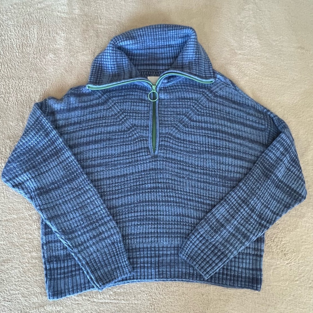 Aerie Blue Zip-Up Sweater
